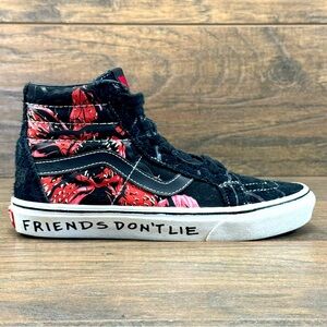 VANS Shoes Womens 8 Sk8-Hi Black/Red Stranger Things Friends Don’t Lie Sneakers
